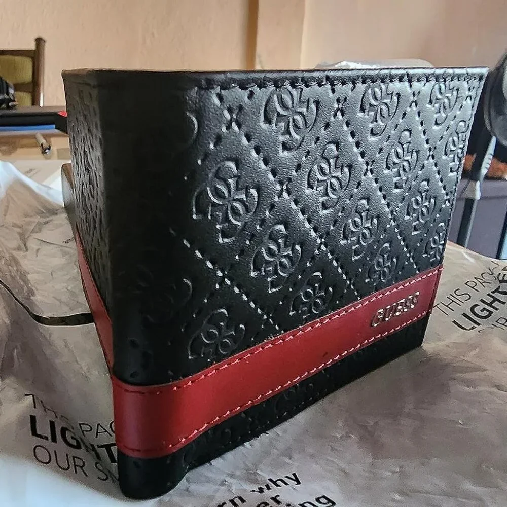 Men's Genuine Leather Slim ID window, 2 slip pockets Bifold Wallet